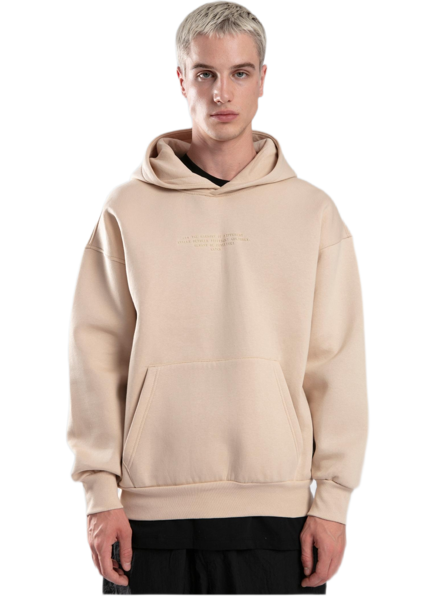 Hoodie - Be Positive - Beige