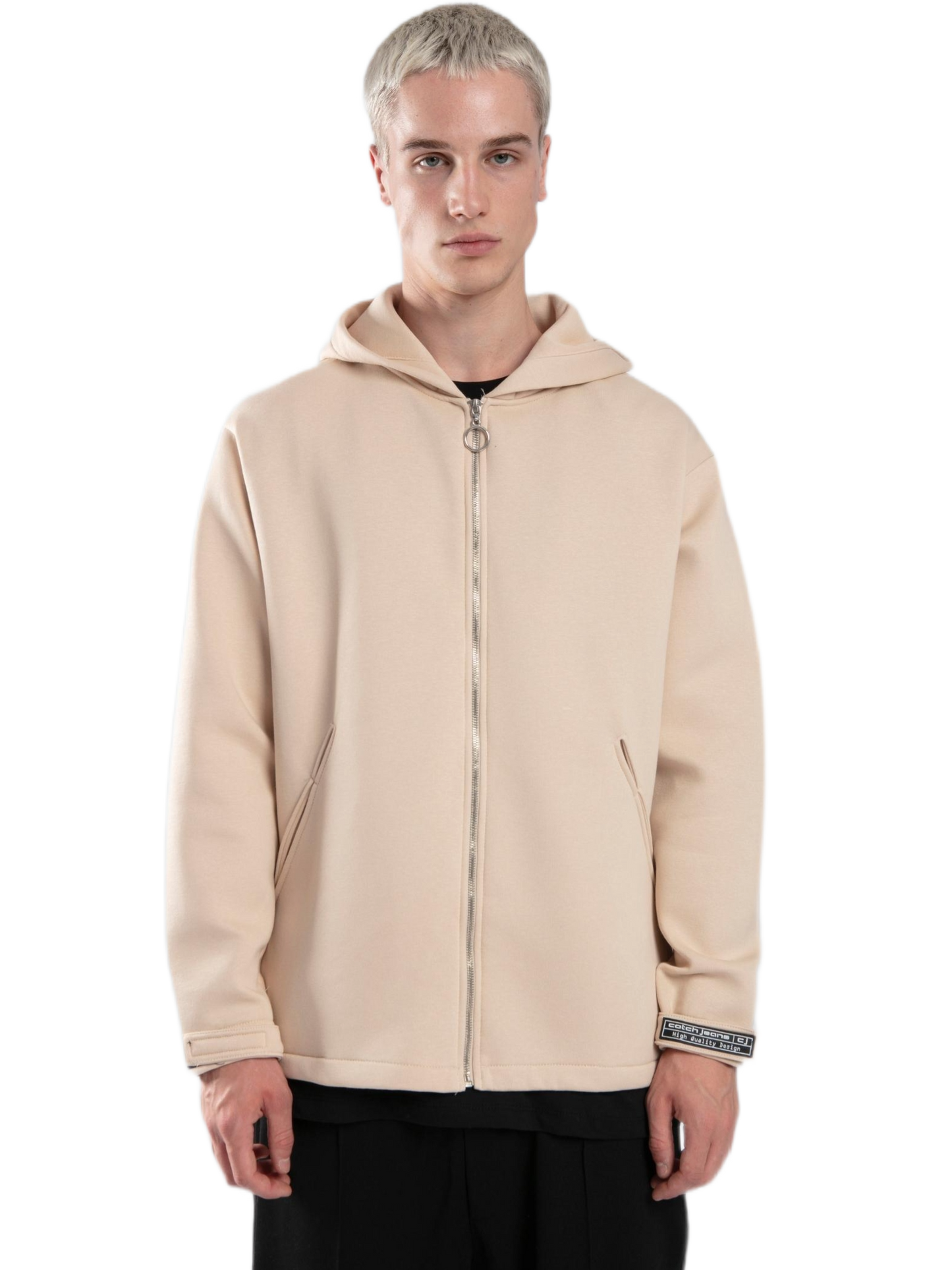 Zip-up Hoodie - Basic - Beige