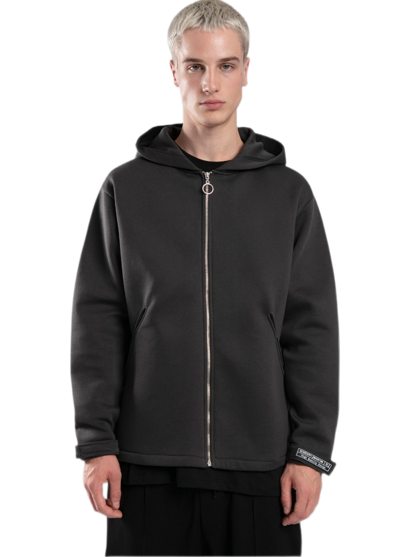 Zip-up Hoodie - Basic - Black