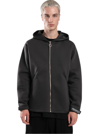 Zip-up Hoodie - Basic - Black