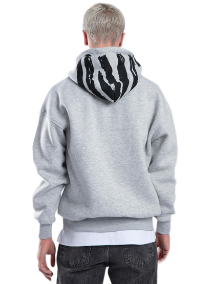 Hoodie - Striped - Grey